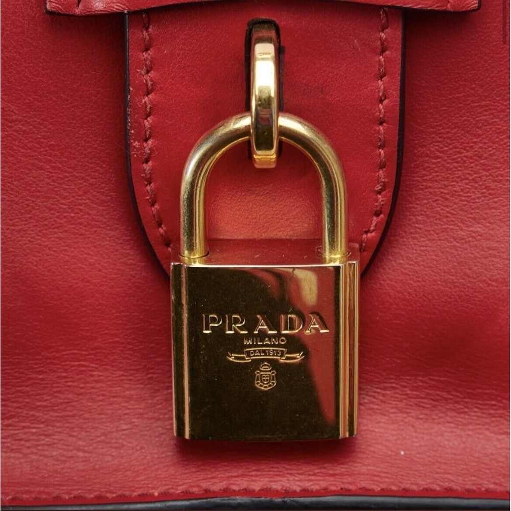 New Red Prada Saffiano and City Calf Esplanade Satchel - Picture 9 of 14